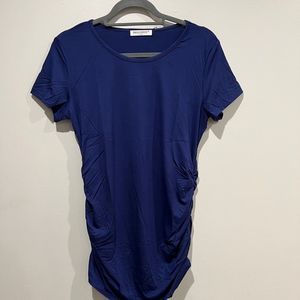 Maternity Smallshow Women's Side Ruched T Shirt Pregnancy Tunic Top Blue
